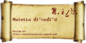 Maletta Árpád névjegykártya